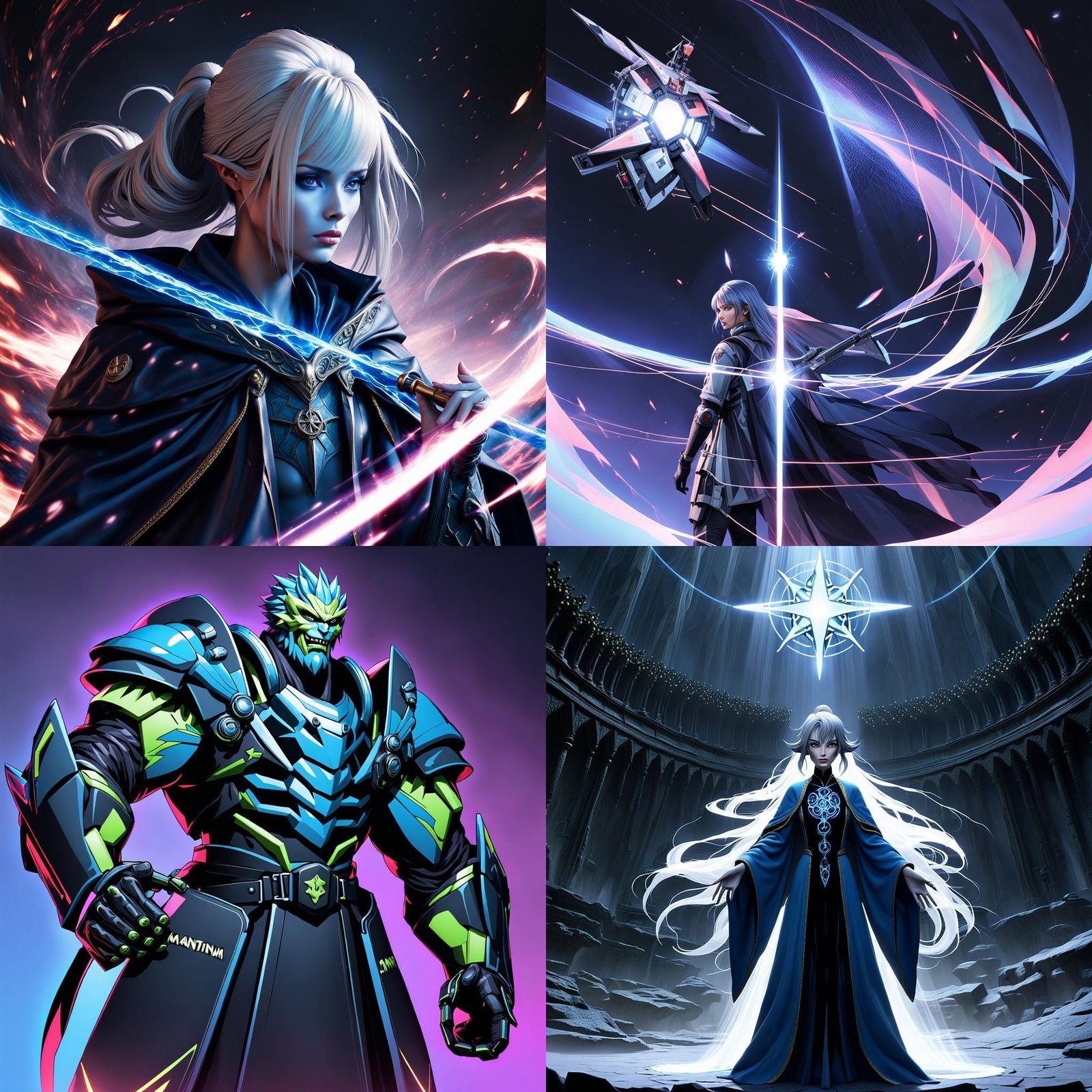 Dark Elf Sorceress with Dragon Blood in Anime Style