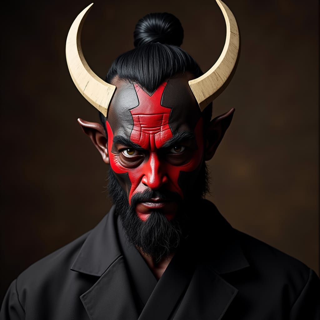 Hyperrealistic Portrait of Aku from Samurai Jack