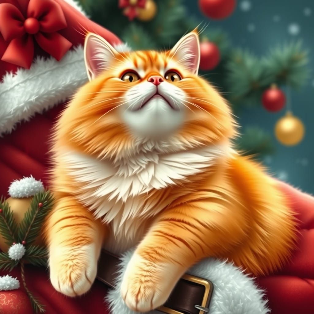Whimsical Christmas Cat: A Jolly Santa Companion
