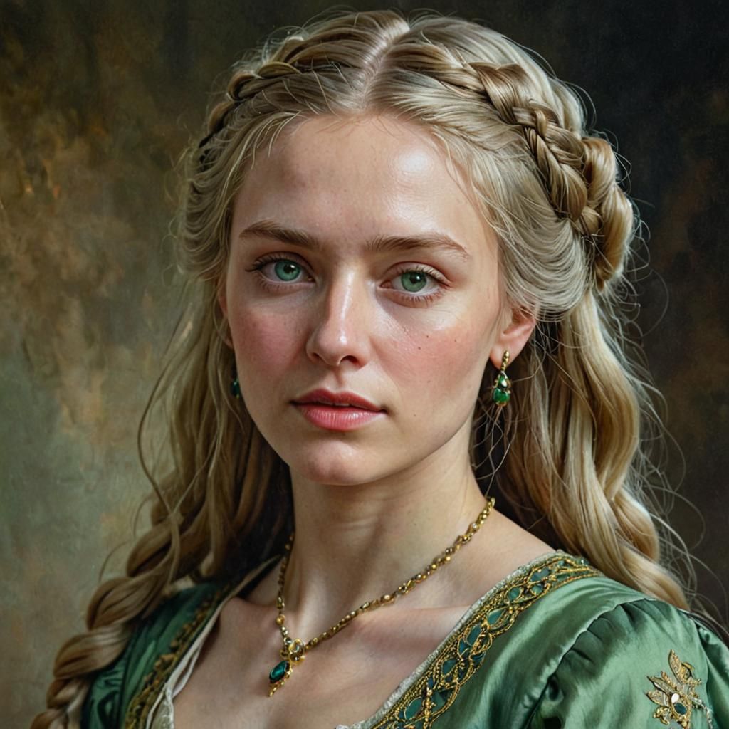 Hyperrealistic Portrait of Frail Noblewoman in Oil Painting ...