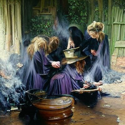 Victorian Women's Coven: An Oil Painting Scene