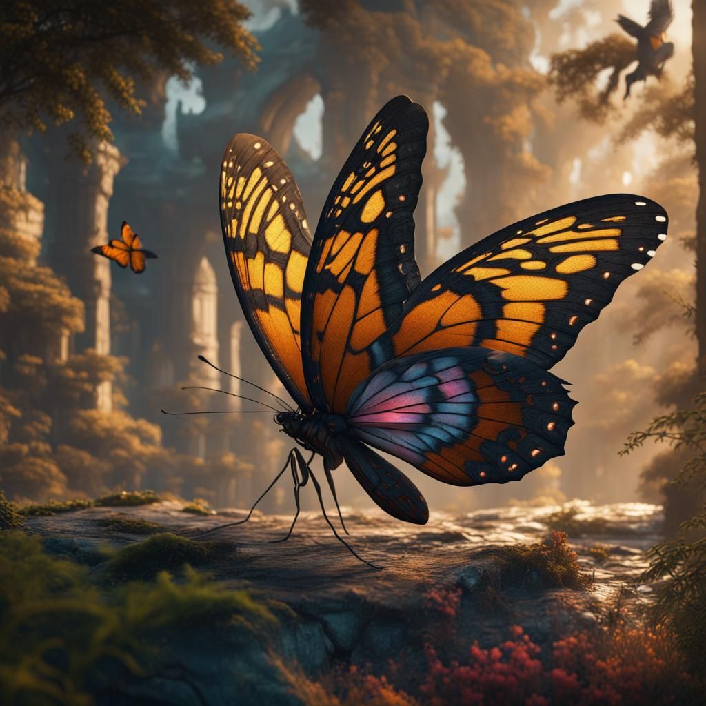 Fantastical Tiger Butterfly in Detailed Matte Painting