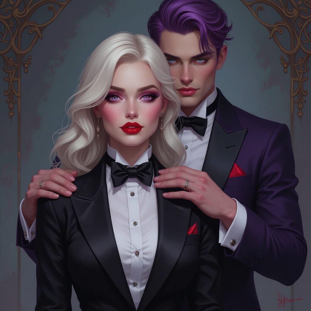Vampire Woman in Tux Jacket Digital Painting