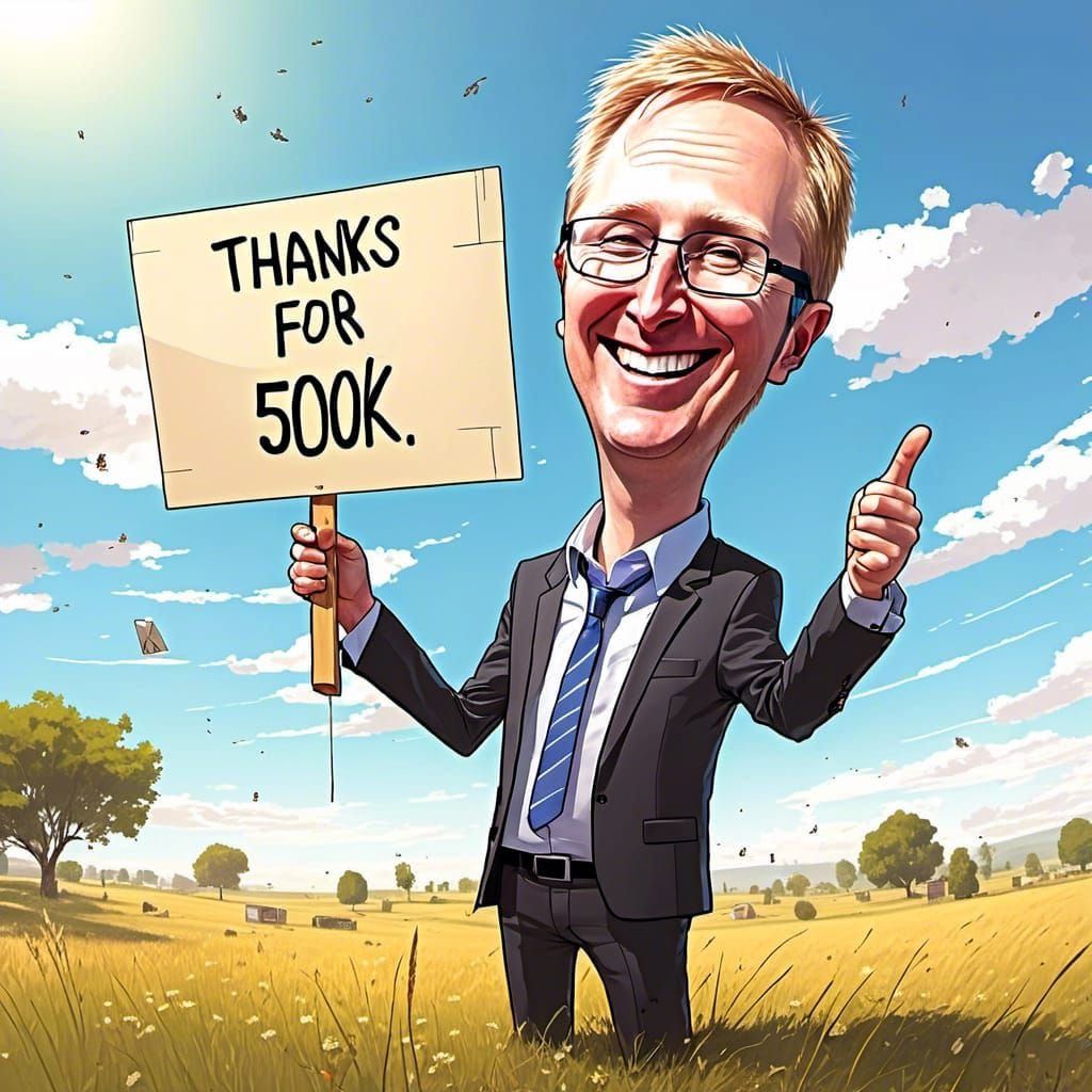Character Celebrates Milestone in Sunny Field, Digital Art