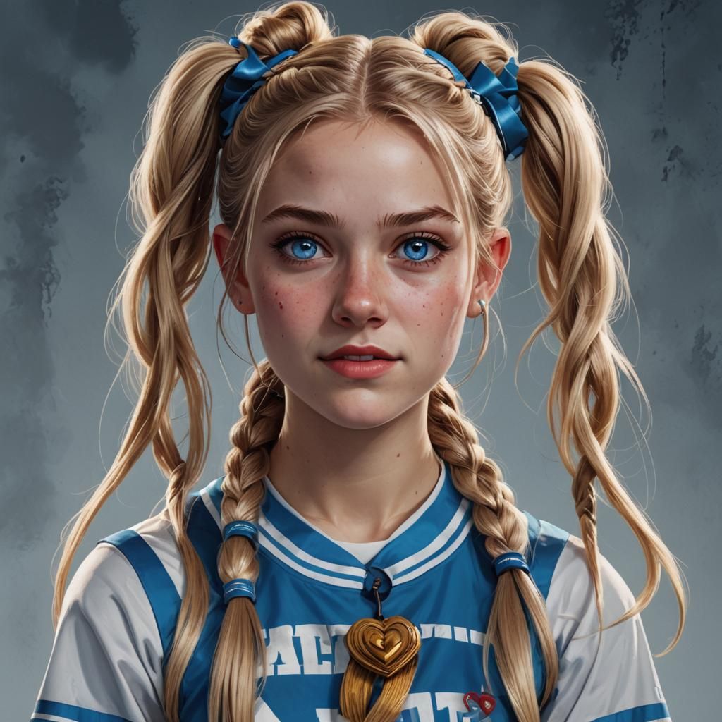 Hyperrealistic Portrait of a Sneering Cheerleader