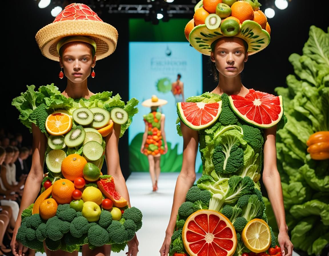 Food Fashion Show in Hyperrealistic Digital Painting