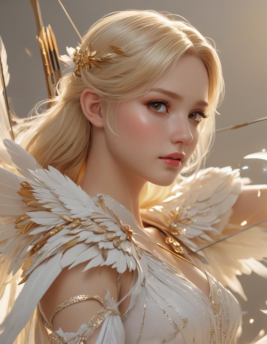 Anime Angel with Bow and Arrow in 3D