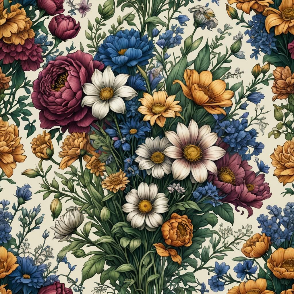 Pencil Drawing Birth Flower Bouquet Tattoo Design