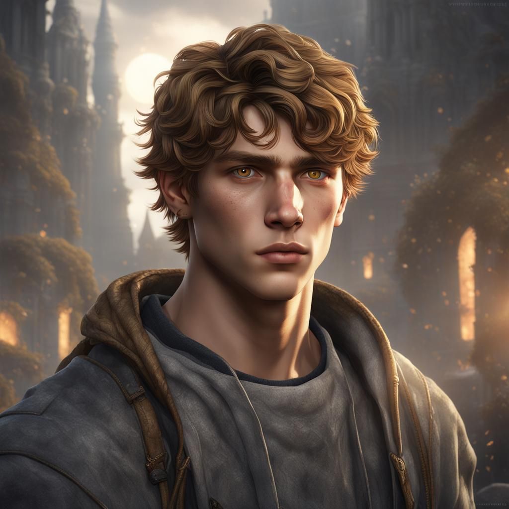 Teen Male Portrait with Scar, Digital Art