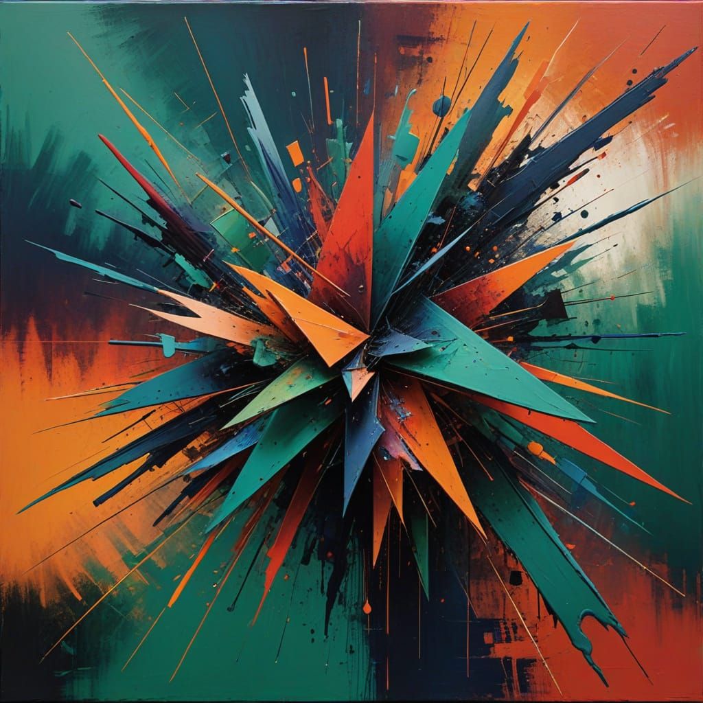 Expressive Geometric Artwork in Muted Earthy Tones