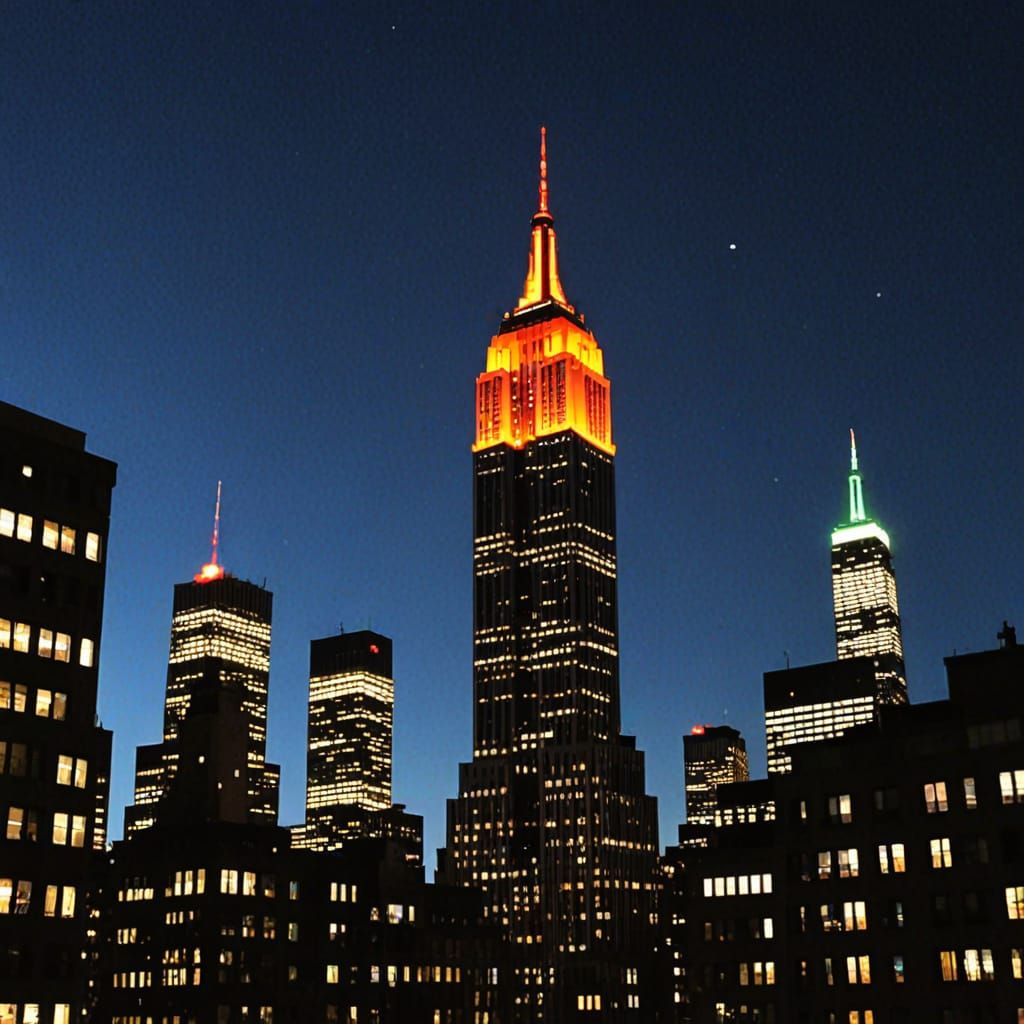 Vibrant Empire State Building in Warm Orange Glow