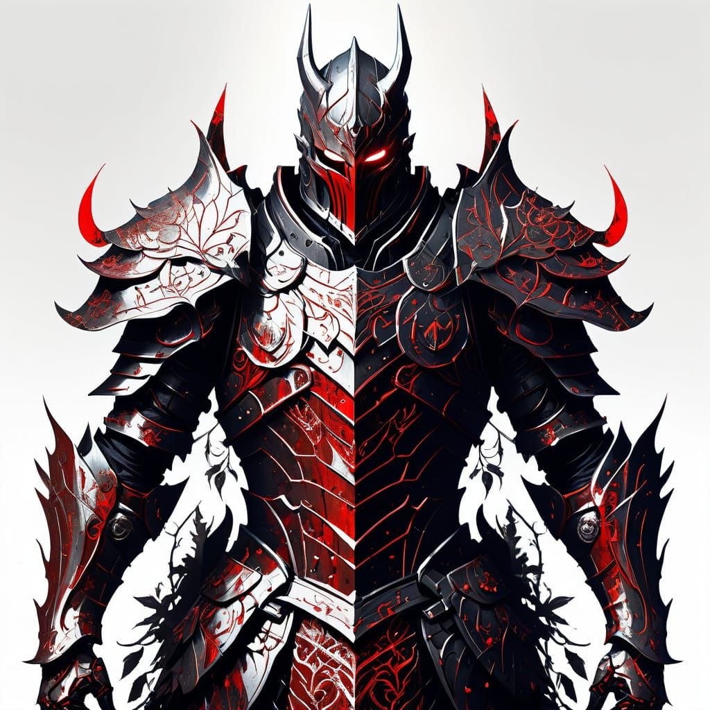 Demonic Knight in Blood Armor with Intricate Details