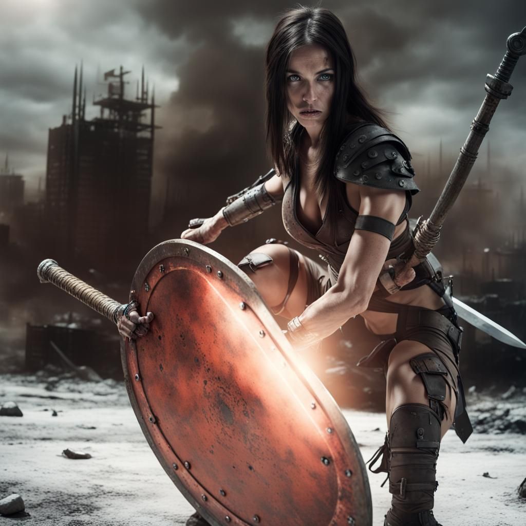 Warrior Woman Battles in Dystopian Future