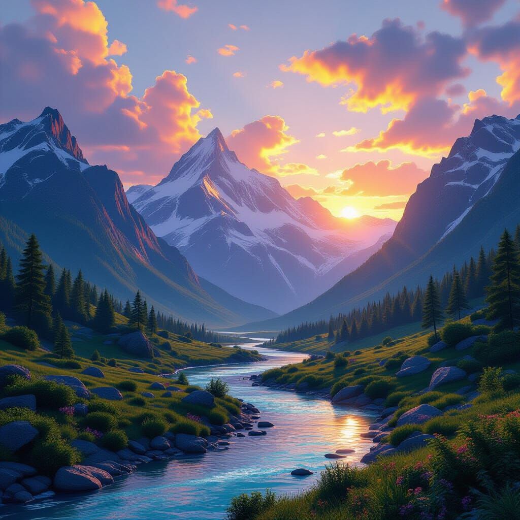 Majestic Mountain Range at Sunset