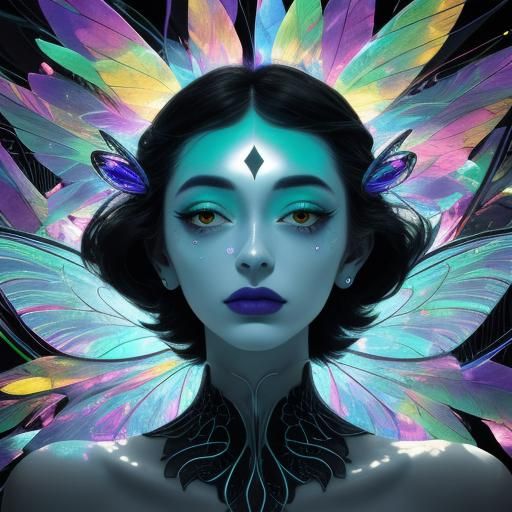 Dreamer Portrait in Rayograph Style with Fairy Wings