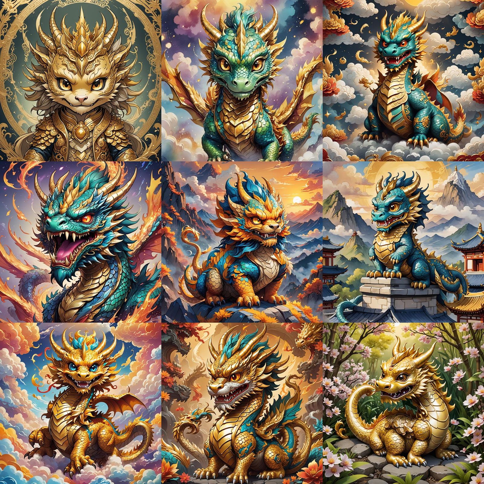 Chibi Chinese Dragon in Anime Style