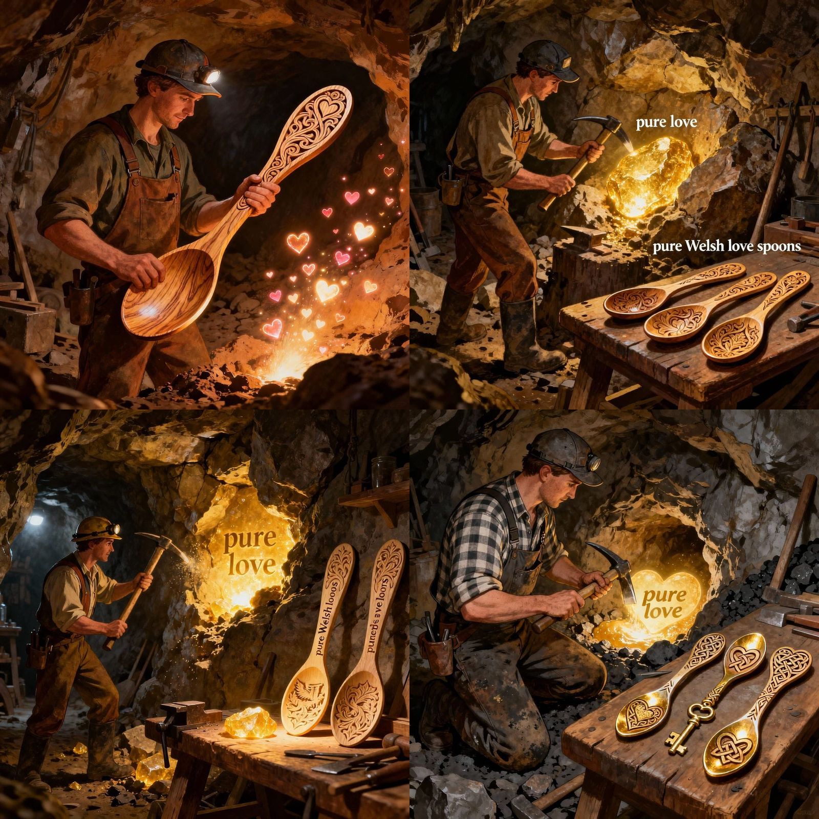 Welsh Miner Crafts Pure Love Spoons