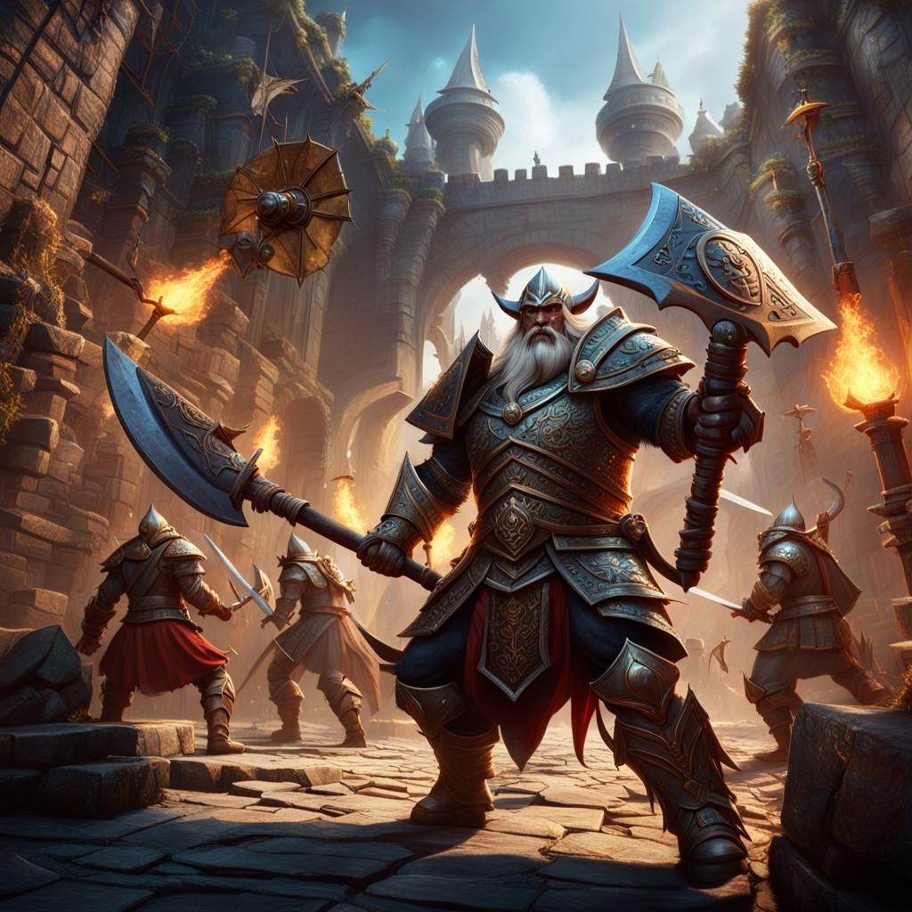 Epic Fantasy Battle on City Wall in 8K