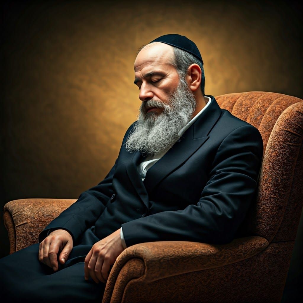 Orthodox Jew Slumbers in Warm, Golden Light