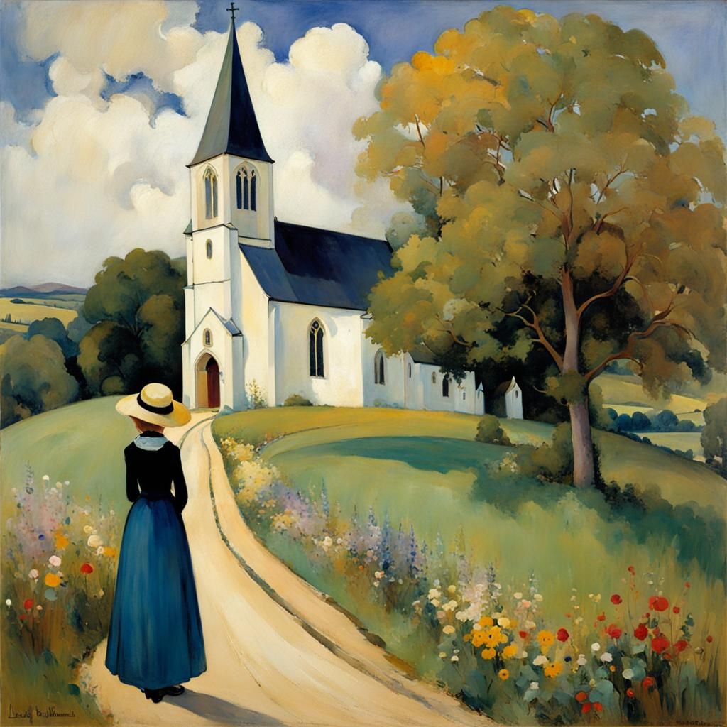 Girl near the church