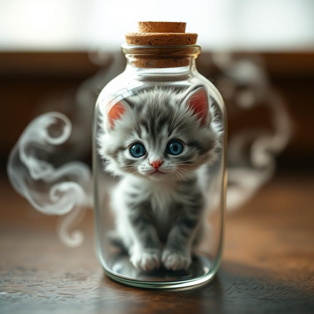 Kitten in a Bottle: Dreamlike Anime Style