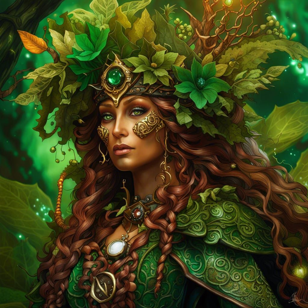 Elf Druid Summons Storm in Steampunk Fantasy Art