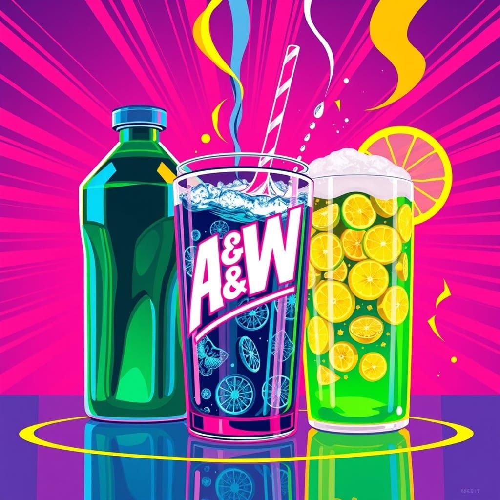 Vibrant A&W Drink Pop in Bold Lines and Bright Hues