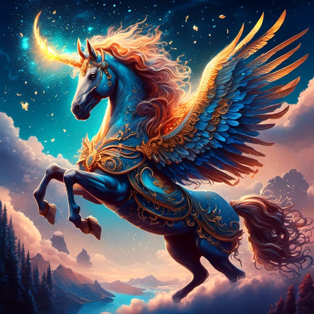 Whimsical Alicorn Illustration with Hyperreal Details