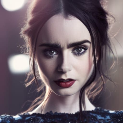 Vampire Portrait with Long Dark Hair and Blue Eyes