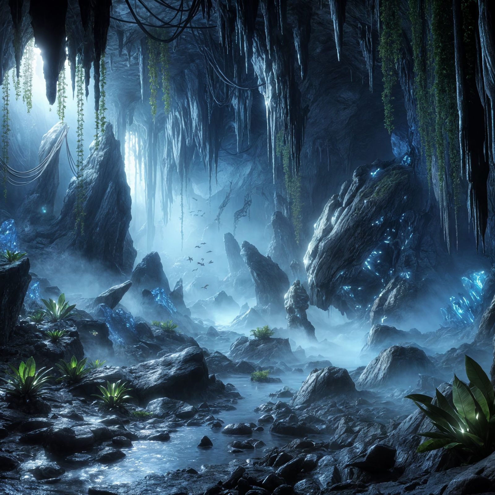 Menacing Alien Lurks in Bioluminescent Cave System