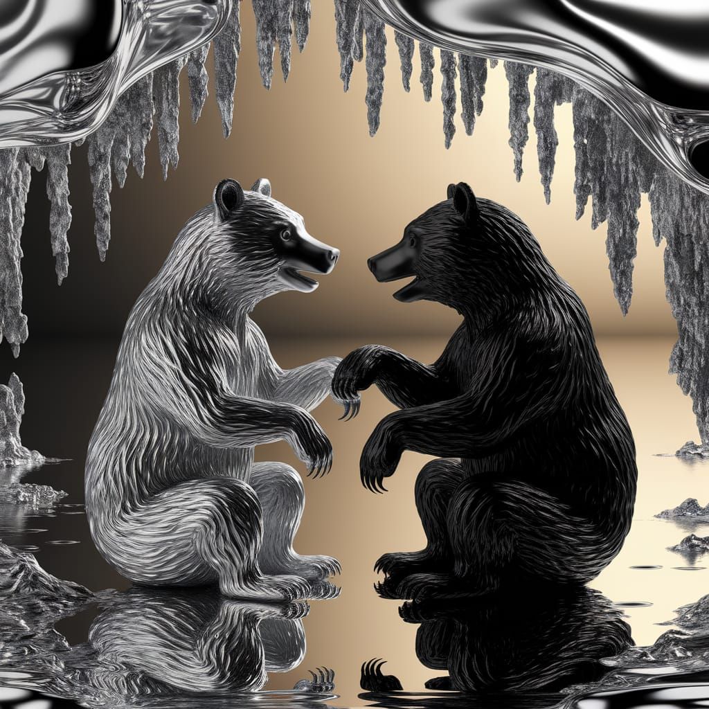 Dense Forest Meets Majestic Grizzly Bears in Cyberpunk Doubl...