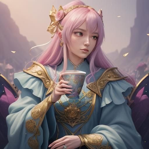 Anime Tarot Reader Portrait with Jewels and Hearts