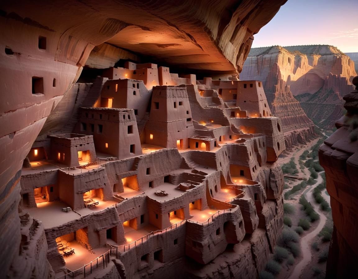 Anasazi Cliff Dwellings at Magic Hour