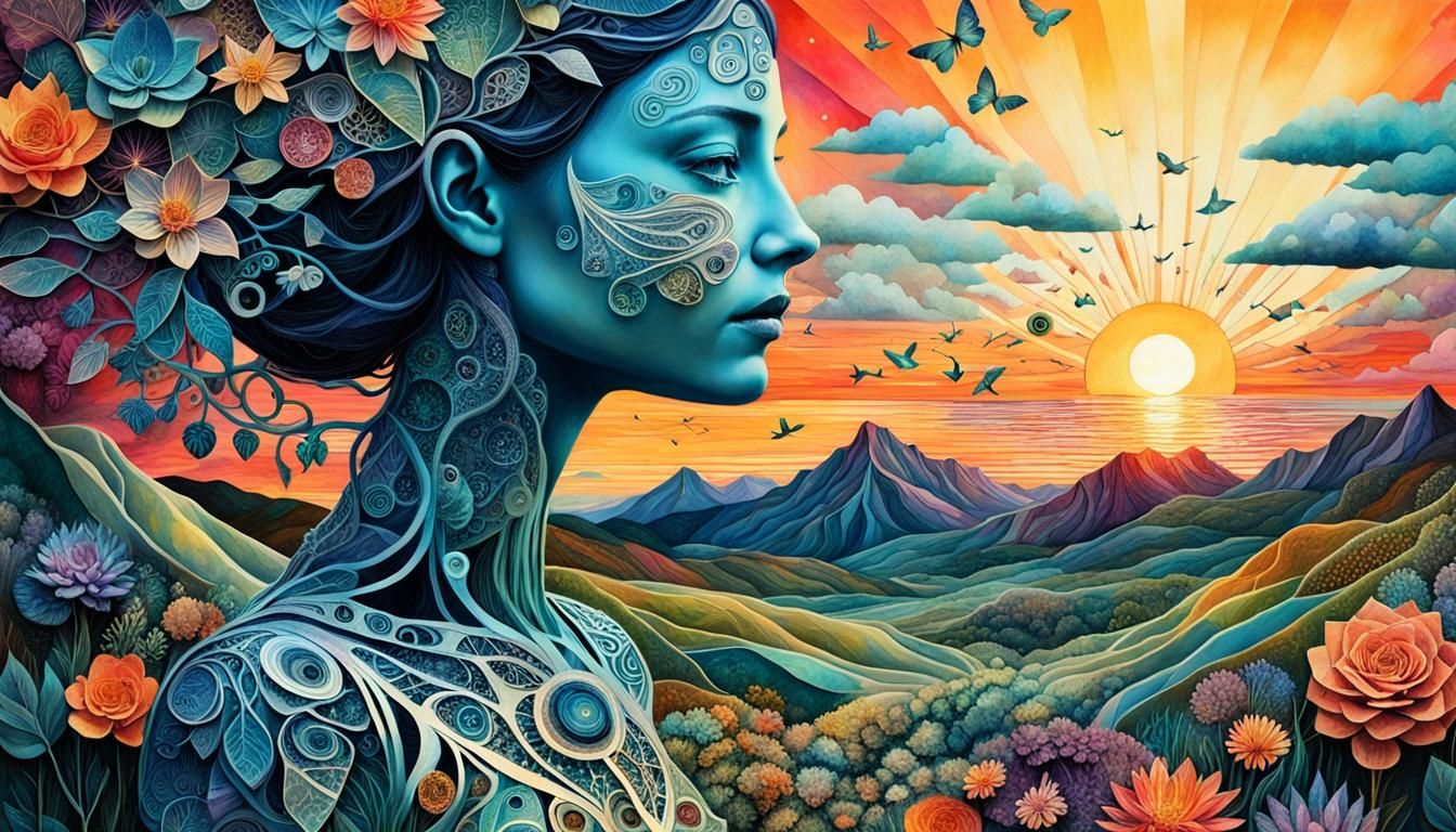 Mesmerizing Bio Art Paper Collage in 8K