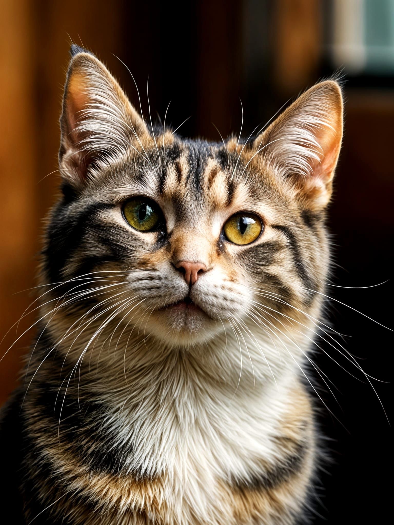 Shorthair Cat's Hungry Stare in Ethereal Style