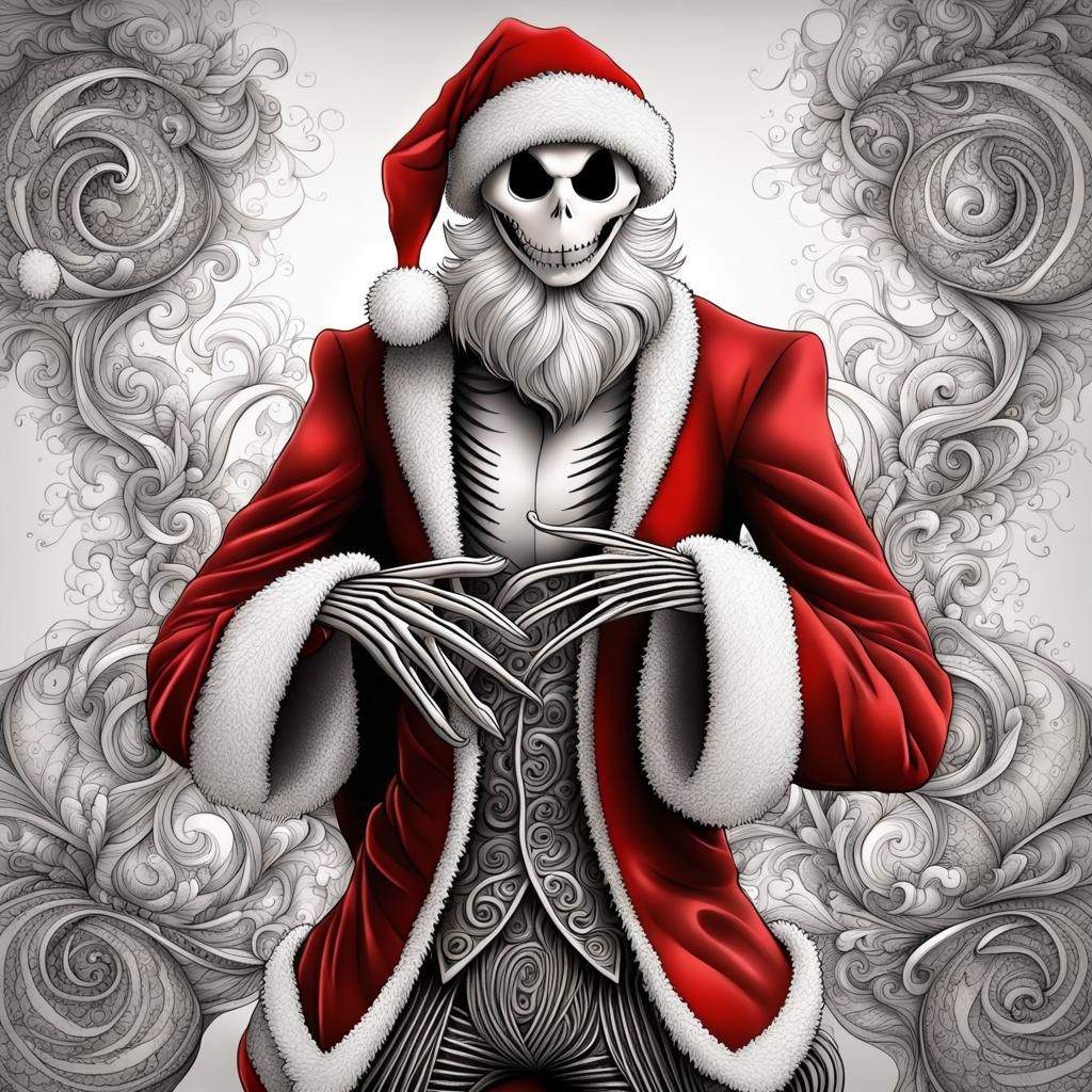 Jack Skellington as Santa in Tattoo Style