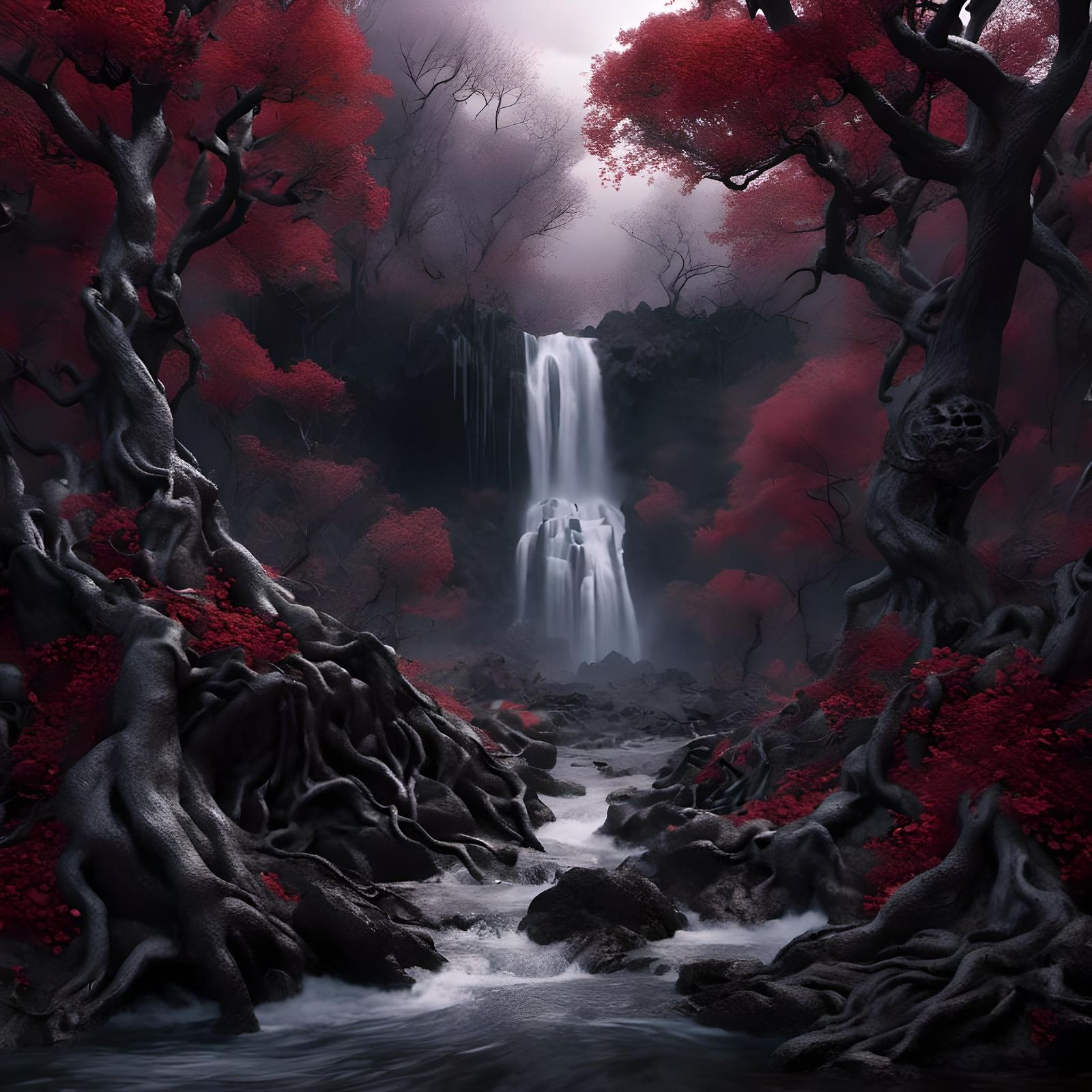 Dark Celtic Woods: Dramatic Devils Waterfall