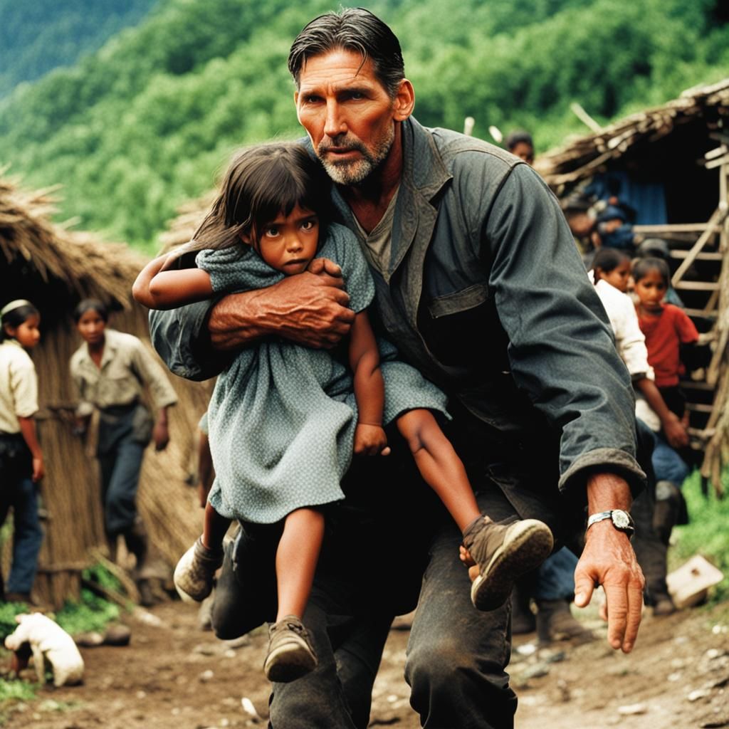 Dramatic Rescue Scene in a Remote Village
