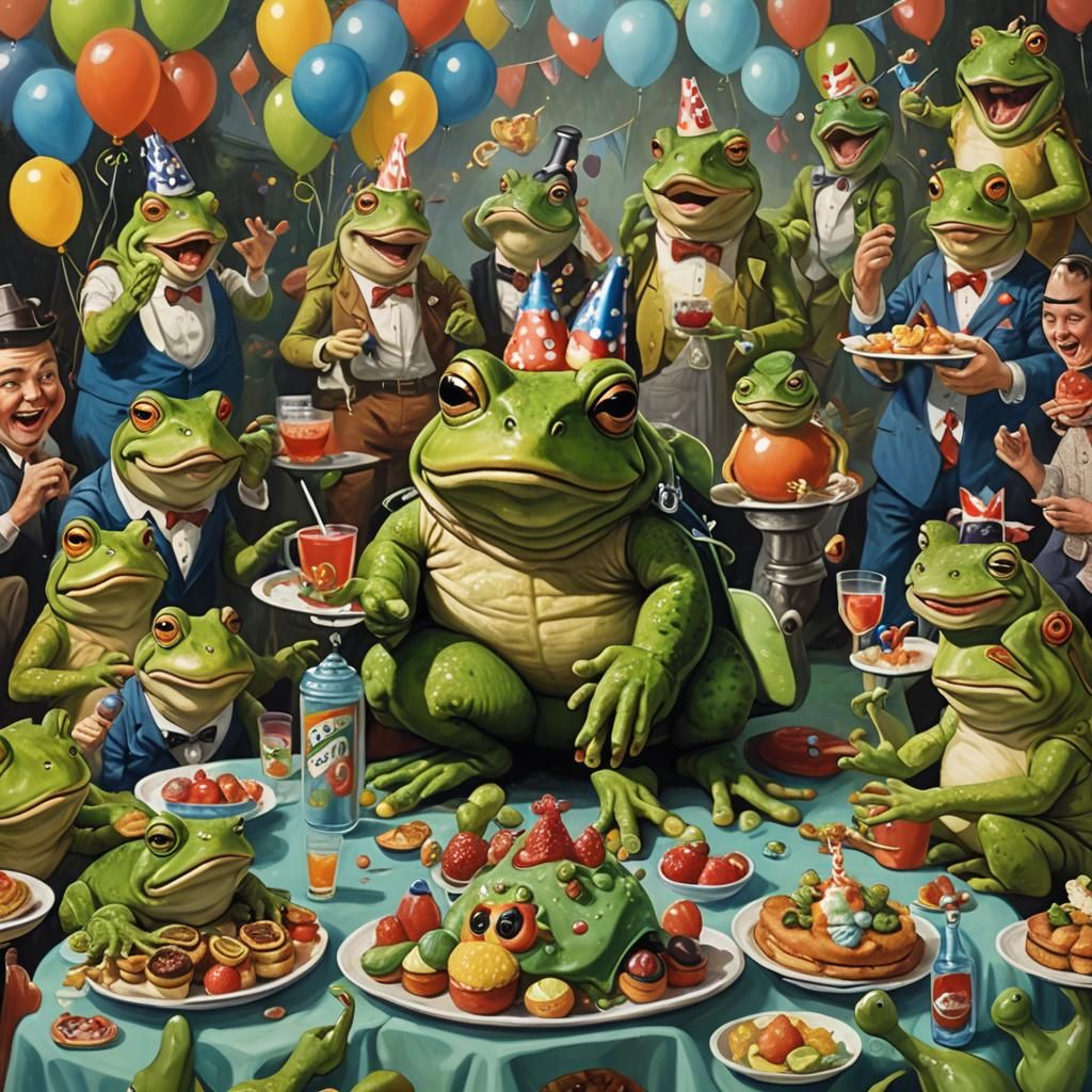 Toad's Retro Party with Froggy Friends