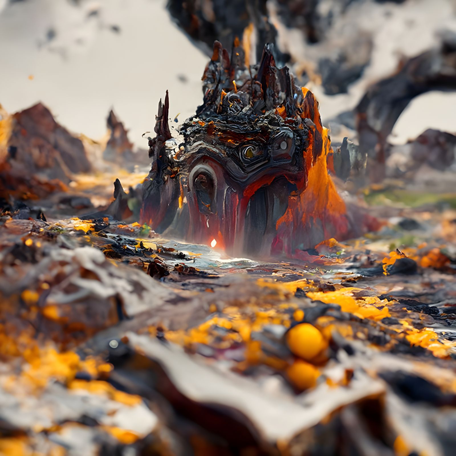 Alien Volcanic Landscape: Digital Matte Painting