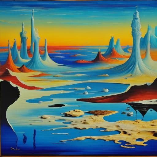 Surreal Woman in War-Torn Landscape as Fauvist Painting