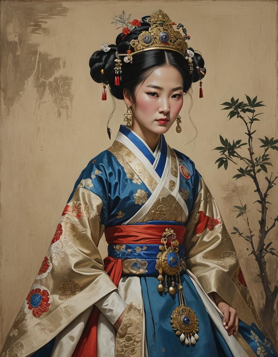Joseon Dynasty Queen: Oil Painting Portrait