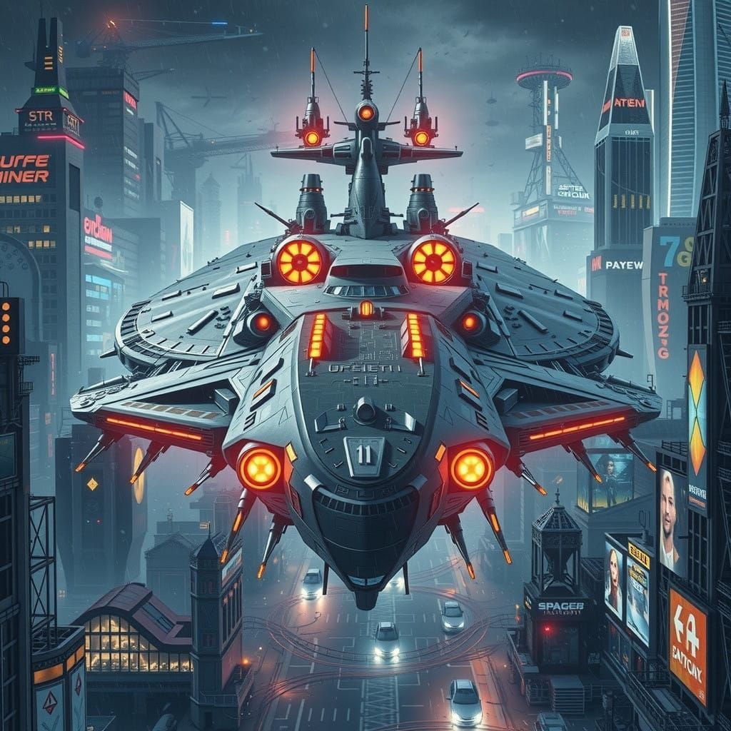Gargantuan Flying Airship Meets Iconic Space Battleship in C...