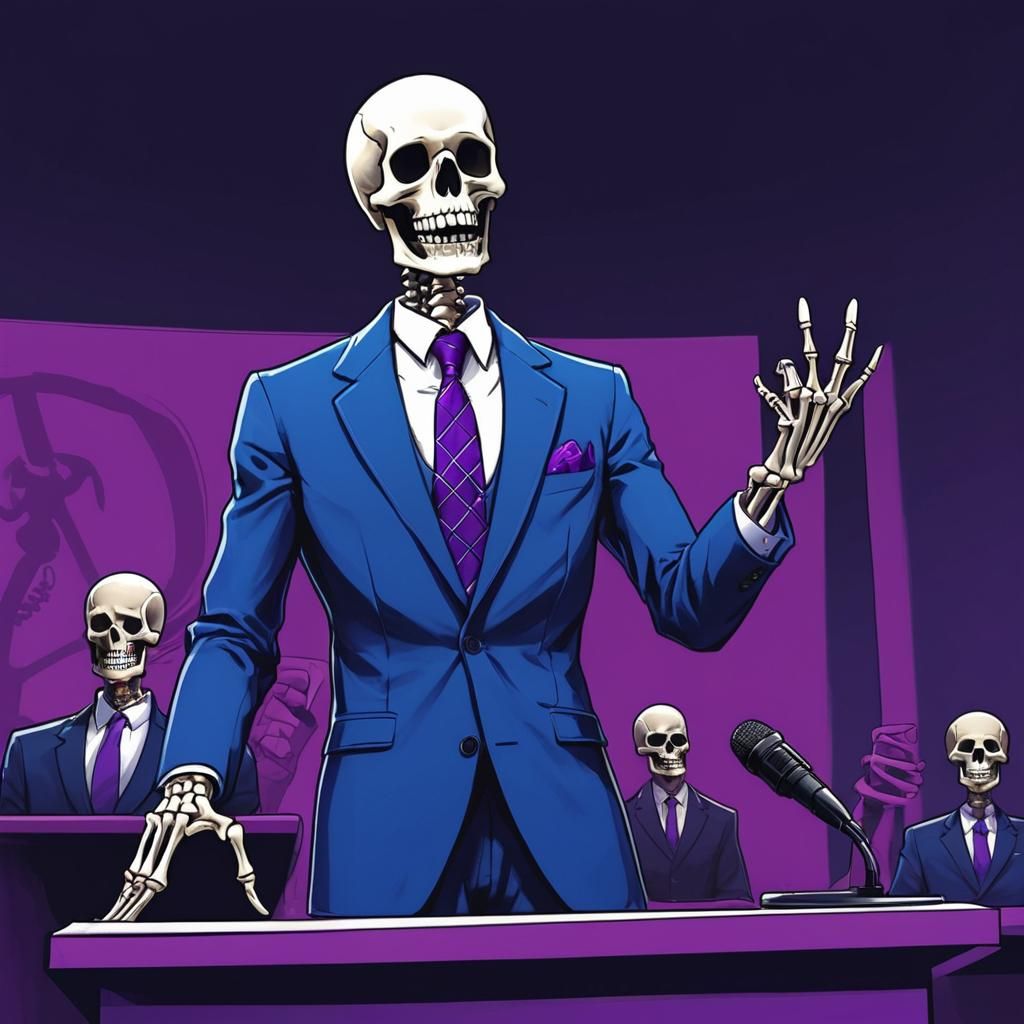 Skeleton Gives Speech: Stylized Digital Illustration