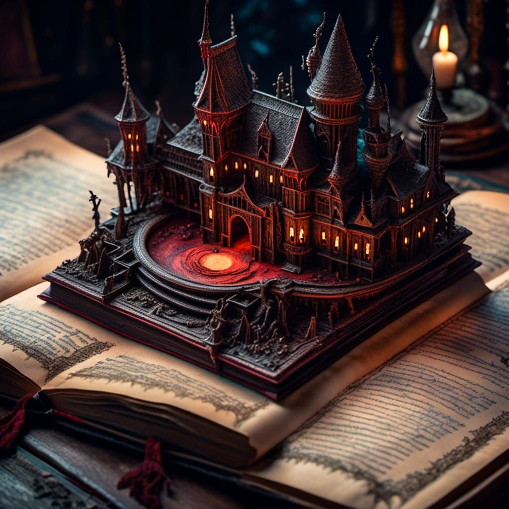 Magical Open Book Under the Moon in Fantasy Art