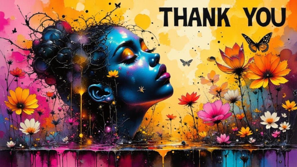 Vibrant Figure in Liquid Chrome with Bioluminescent Butterfl...