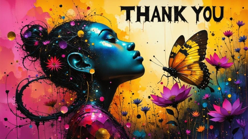 Expressive Figure in Liquid Chrome, with Glowing Butterfly a...