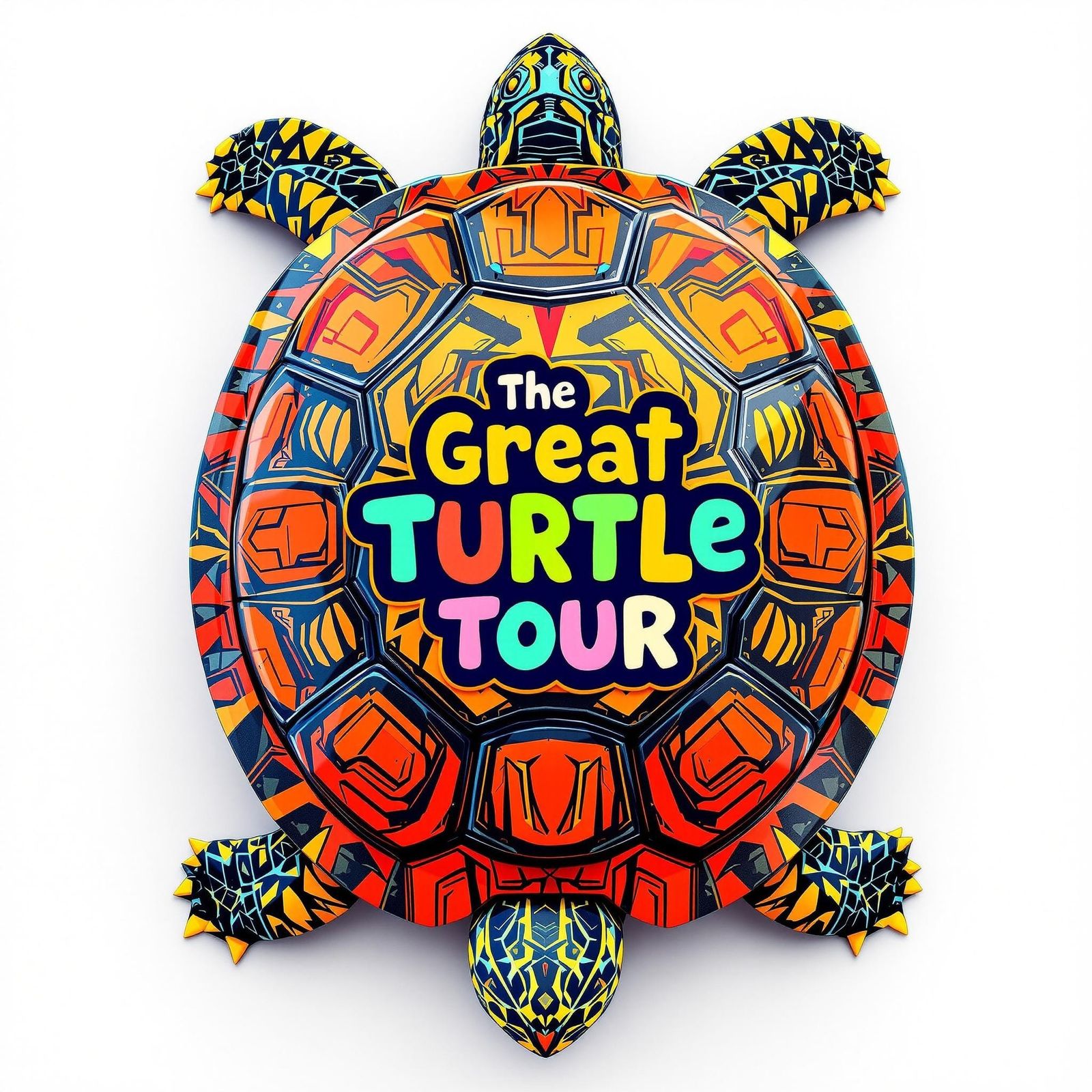 Vibrant Cartoon Turtle Shell in Anime-Inspired Art