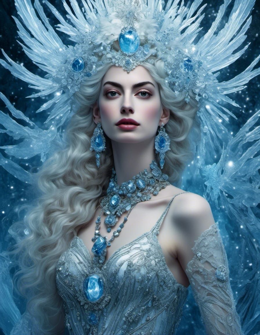 Ice Goddess Portrait with Hyperreal Details