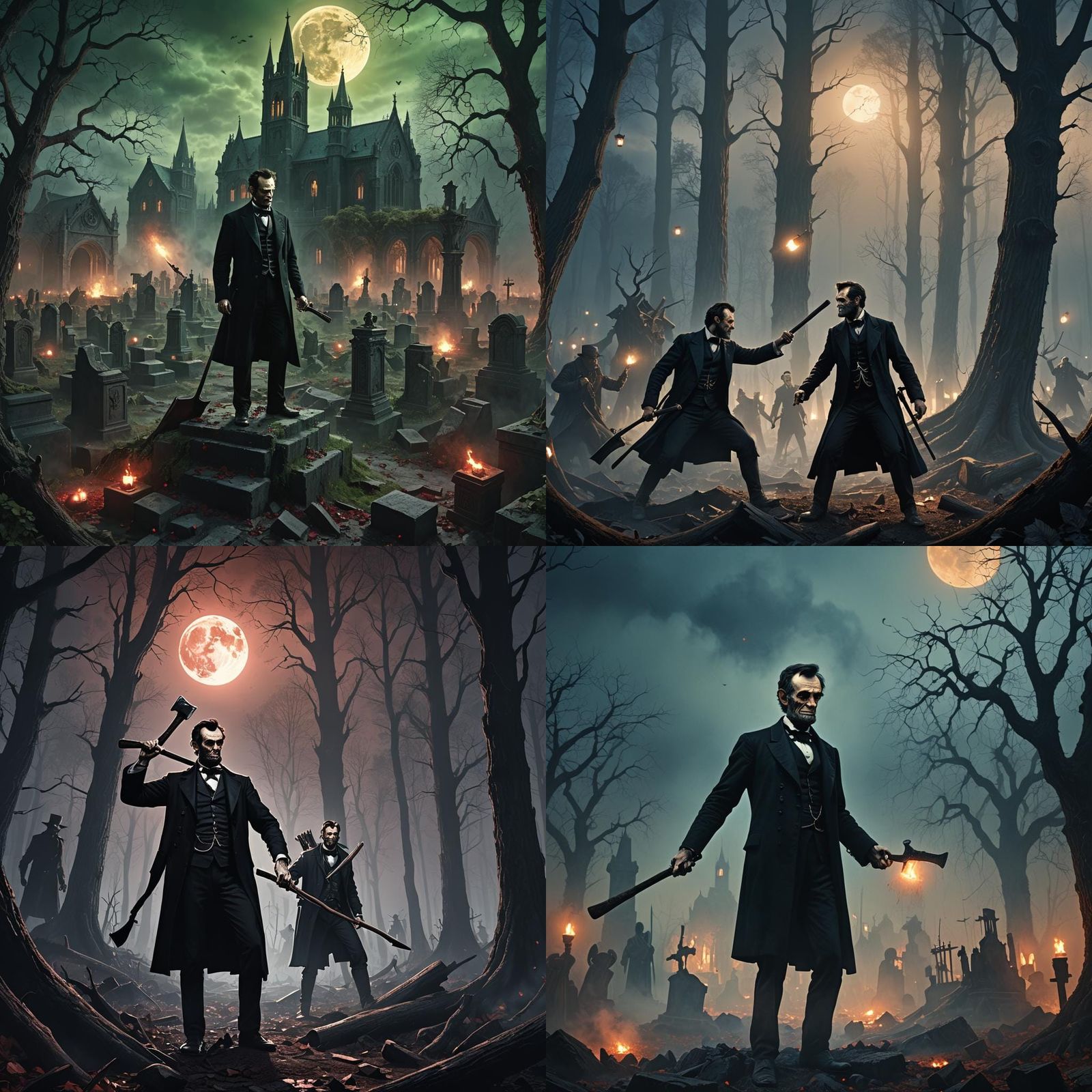 Abraham Lincoln's Vampire Battle: Detailed Matte Painting